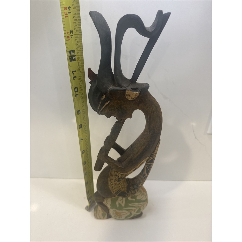 Vintage Wooden Flautist Musician Handcarved Statue - Picture 6 of 7
